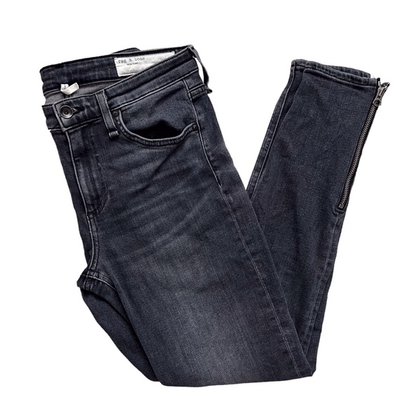 Rag & Bone Cate Mid-Rise Skinny Zip Ankle Abbey Road Moto Jeans Denim Women’s 27 - Picture 1 of 10